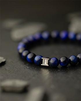 Preview: Armband mit 8 mm Tigerauge-Stein - Gem Dark Blue